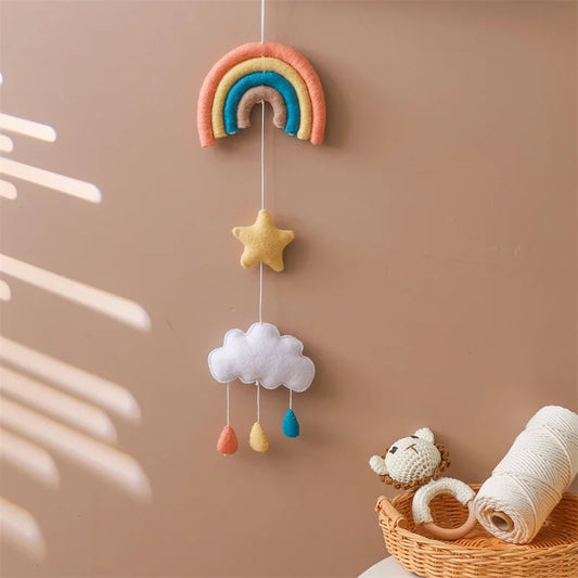 Nordic Felt Rainbow Garland – Cloud & Star Wall Hanging Nursery Décor