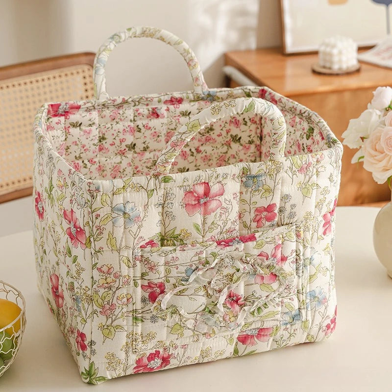 Foldable Cotton Storage Basket – Multi-Purpose Organizer & Laundry Hamper