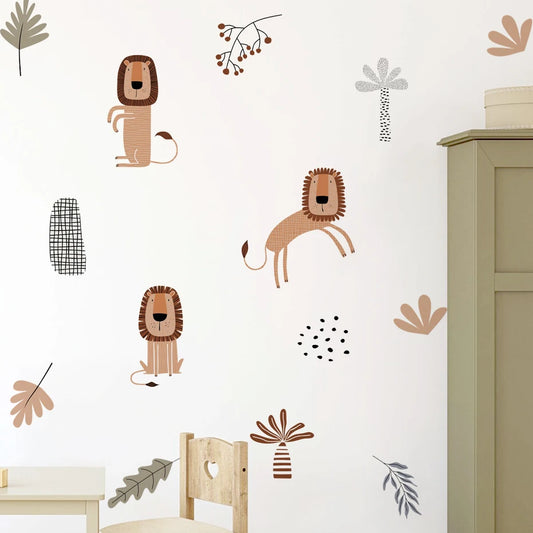 Cute Safari Animal Wall Decals for Kids Room
