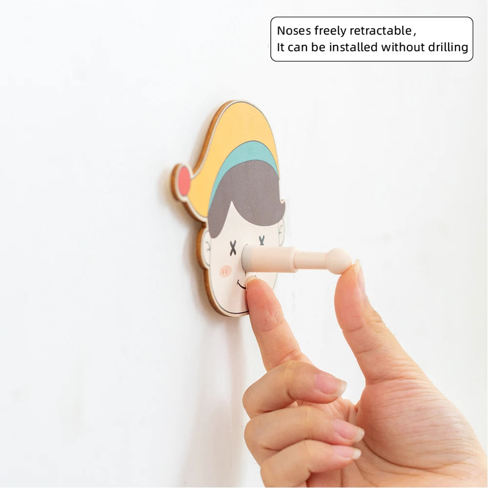 Pinocchio Long Nose Hook – Cute Wooden Wall Hook & Fridge Magnet