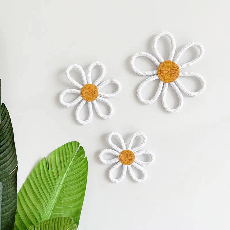 Boho Macrame Daisy Wall Hanging – Handmade Nursery & Kids Room Décor