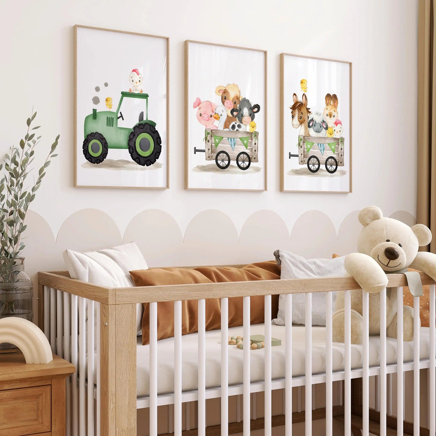 Farm Animal Nursery Wall Art – Barnyard & Tractor Prints for Kids Room Décor