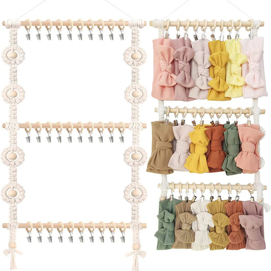 Baby Hair Bow & Headband Organizer – Wall Hanging Storage with Hooks