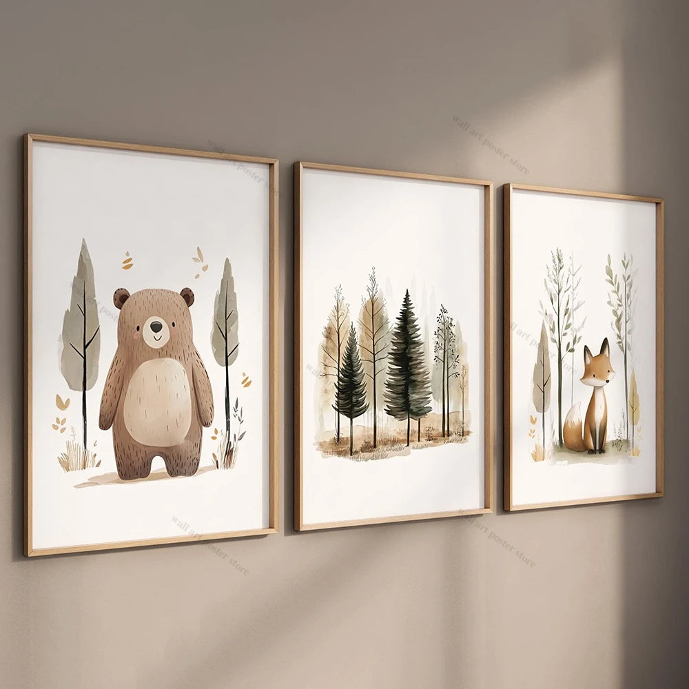 Woodland Animal Nursery Wall Art Print