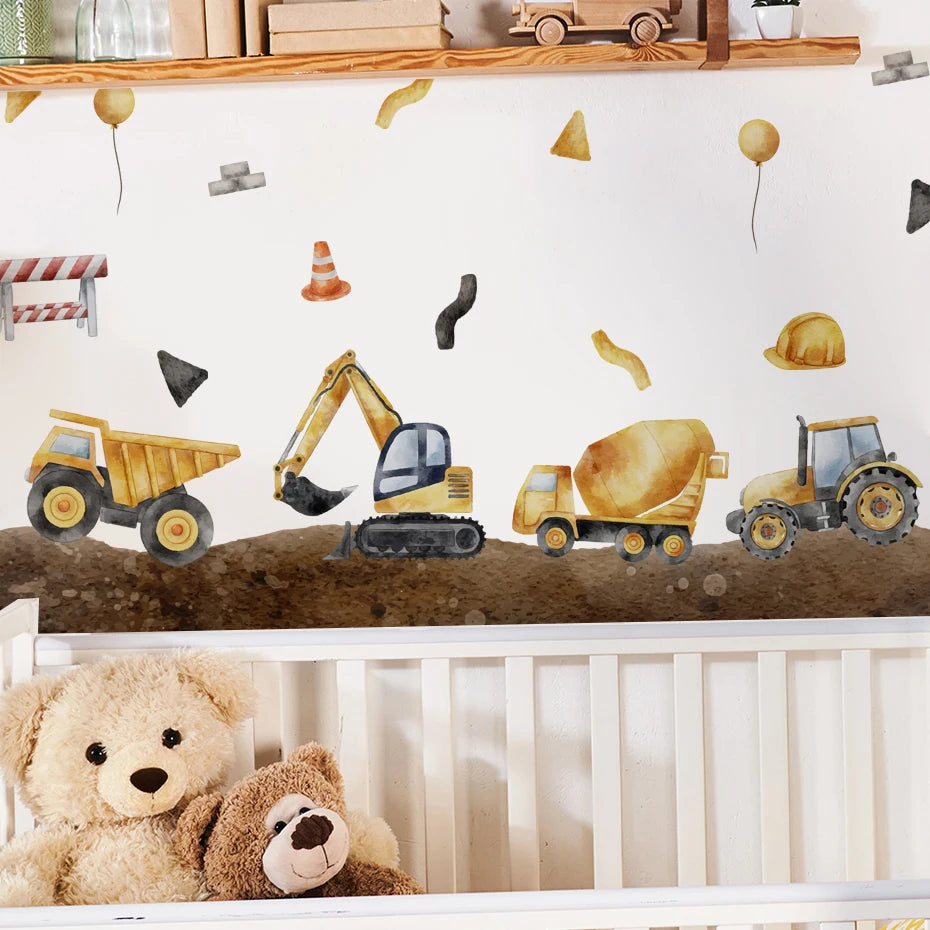 Construction Vehicles Wall Decals – Boys Room Decor