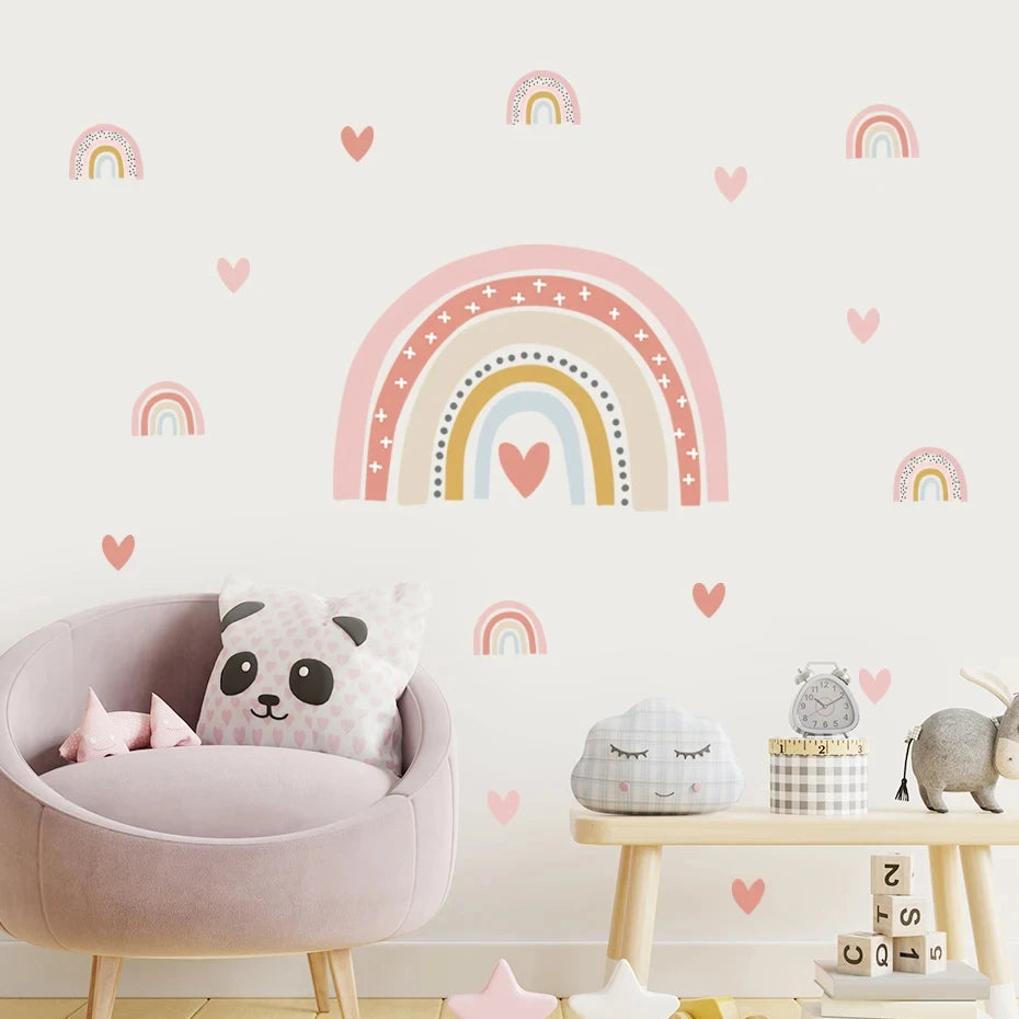 Pink Heart Cartoon Wall Decal – Girls Nursery Decor