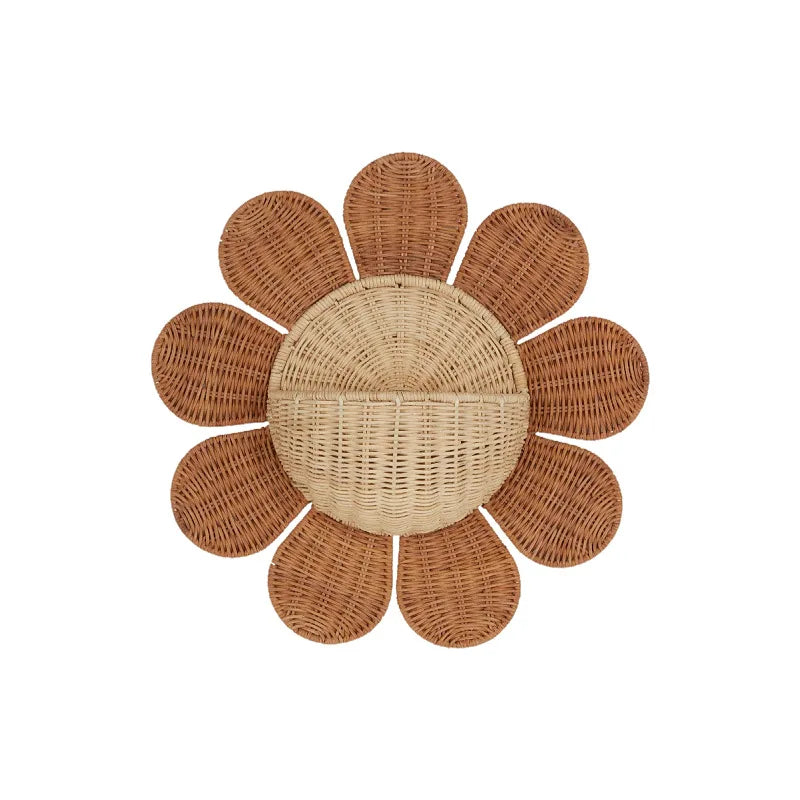 Nordic Rattan Sunflower Wall Basket – Handmade Boho Storage & Wall Décor