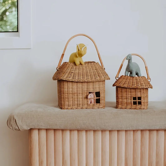Handwoven Rattan House Storage Basket – Vintage Decorative Wicker Organizer