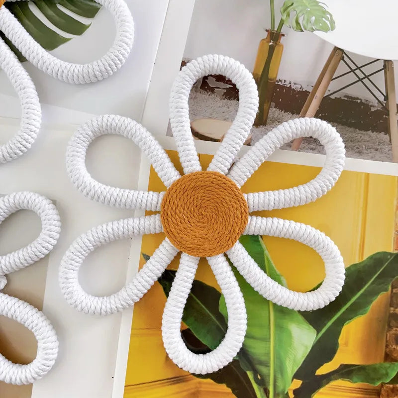 Boho Macrame Daisy Wall Hanging – Handmade Nursery & Kids Room Décor