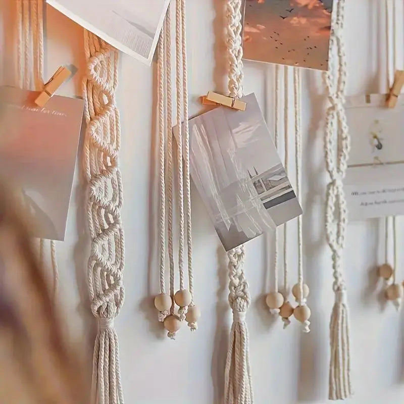 Handmade Photo Display Wall decor – Tassel Decor with 20 Wooden Clips