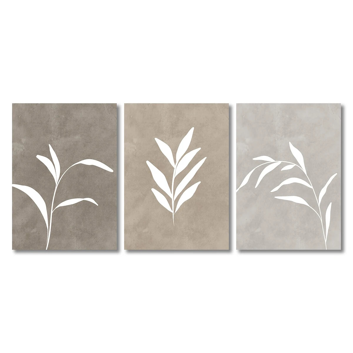 3-Piece Neutral Boho Fern Wall Art – Minimalist Abstract Botanical Posters