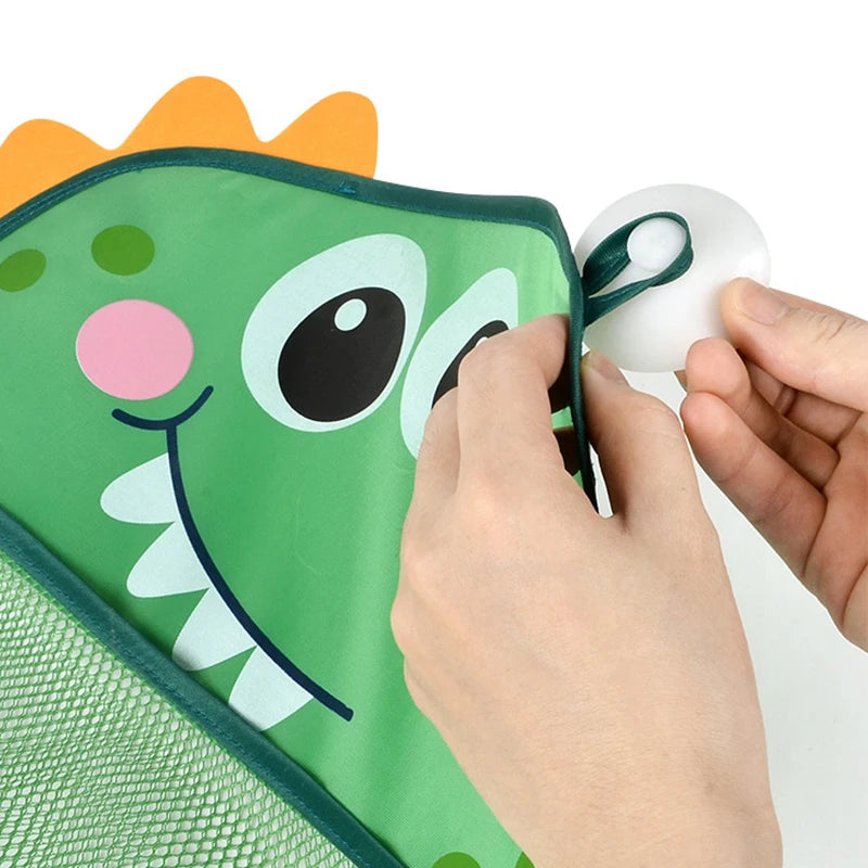Dinosaur Baby Bath Toy Organizer – Suction Mesh Storage Bag for Kids