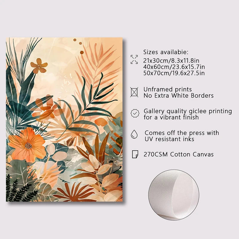 3-Piece Floral Abstract Canvas Wall Art Set – Modern Botanical Prints