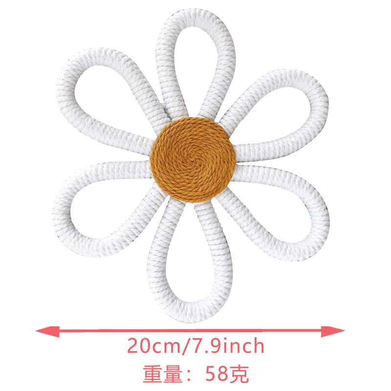 Boho Macrame Daisy Wall Hanging – Handmade Nursery & Kids Room Décor