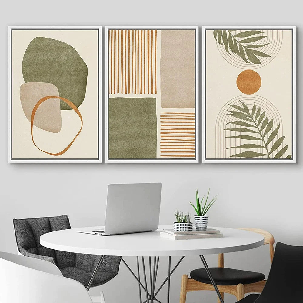 3-Piece Tropical Leaves Canvas Wall Art – Modern Boho Abstract Prints